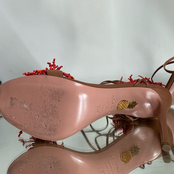 Like new Aquazzura Panarea Beaded Ankle-Tie Sandals 39.5 $895 - Picture 12 of 16